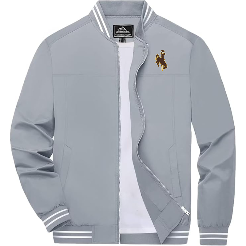 Men's Wyoming Cowboys  Zip-Up Bomber Jacket  Ribbed Collar and Cuffs Outerwear